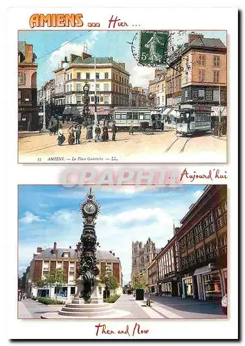 Cartes postales moderne Amiens Picardie France La Place Gambetta en 1906 et aujourd'hui