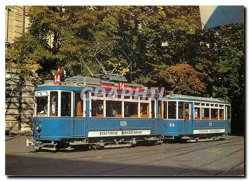 Moderne Karte Zuerchertram Zweichachser-Anhaengerzug Linie 14