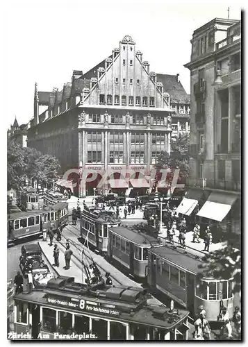 Moderne Karte verein tram-museum zuerich Paradeplatz um 1930