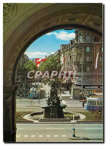 Cartes postales moderne Zurich Blick auf Bahnhofstrasse und Linthescher Brunnen