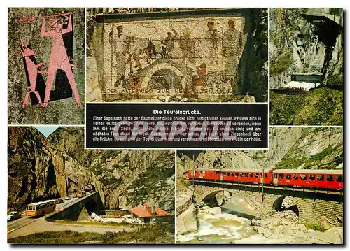 Cartes postales moderne Teufelsbrucke in der Schollenen Schlucht an der Gotthardstrasse bei Andermatt