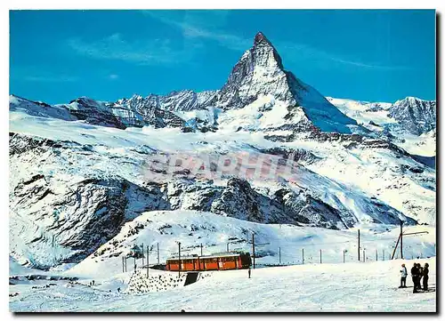 Moderne Karte Zermatt Gornergratbahn mit Matterhorn