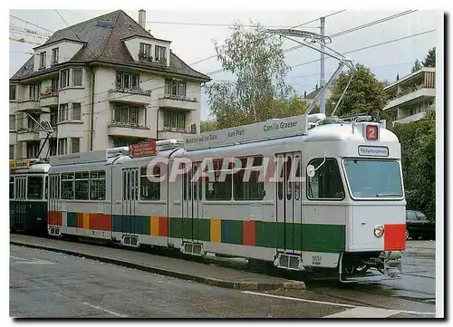 Cartes postales moderne Kunst tram Der Be ist nach seinen Einsatzen als China-tram und Pro Juventute Briefmarken tram ne