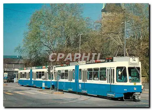 Cartes postales moderne Verkehrsbetriebe der Stadt Zurich Gelenkwagenzug