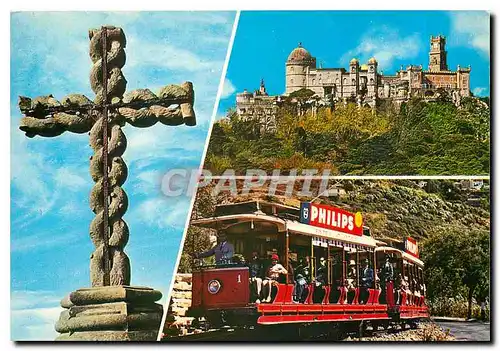 Cartes postales moderne Sintra Portugal haute croix palais de la Peine et tramway
