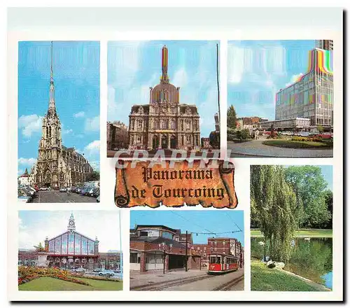 Cartes postales moderne Tourcoing �glise St Christophe hotel de ville centre g�n�ral de Gaulle la gare le Mongy le parc