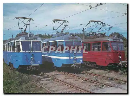 Cartes postales moderne Sslidj the lidingo railway cars displays three different liveries at Aga