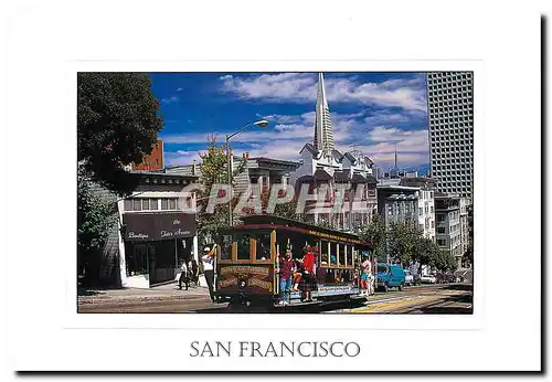 Cartes postales moderne San Francisco cable car continues up California Street toward Van Ness