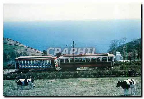 Cartes postales moderne Manx Electric railway train passing through typical scenery at Burn's Crossing