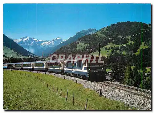 Moderne Karte Saanenland Monteux Oberland Bahn