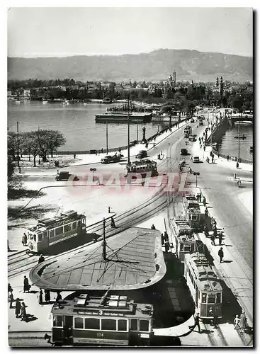 Cartes postales moderne Bellevueplatz um 1932 verein tram museum Zurich