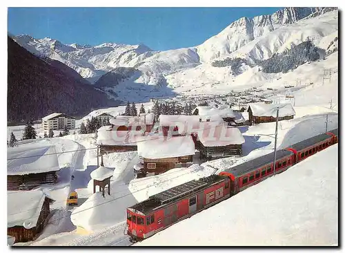 Cartes postales moderne Sedrun Bugnei gegen Sedrun und Rueras mit dem Skigebiet von milez