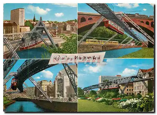 Moderne Karte Schwebebahn  m Hochhaus der Glanzstoff