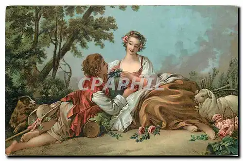 Cartes postales Femme nue erotique Francois Boucher La bergere avec des fleurs