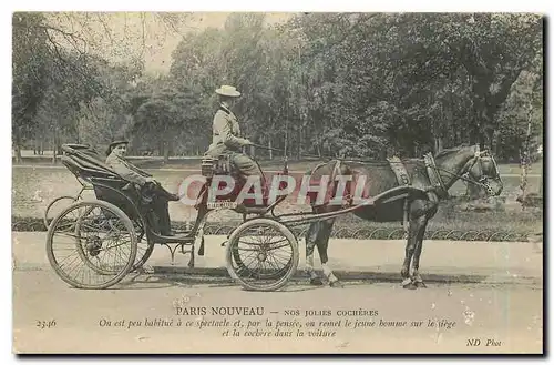 Cartes postales Paris Nouveau Nos jolies cocheres Cheval Taxi Automobile TOP