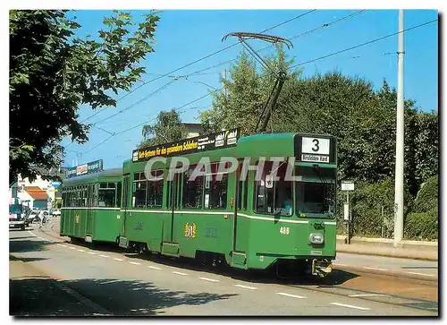 Cartes postales moderne Basler Verkehrsbetriebe Motor coach Be 4 4 486 and trailer B4 144