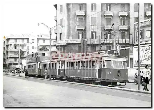 Moderne Karte Alexandria Dreiwagenzuge d Zwanziger Jahre verkehren auf der Vorortslinie nach Ramleh