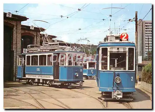 Moderne Karte Bereit zur Ausfahrt vor dem alten Depot Kalkbreite VBZ TMZ Ce 2 2 176 Ce 4 4 321 Ce 2 2 2