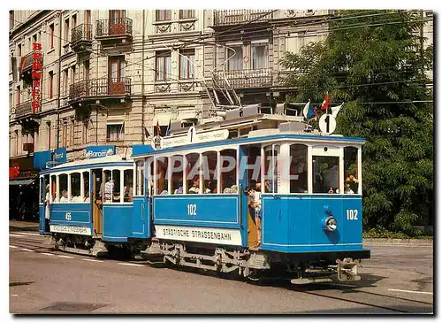 Moderne Karte Verein Tram Museum Zurich Motor Car Ce 2 2 102 and trailer C2 455