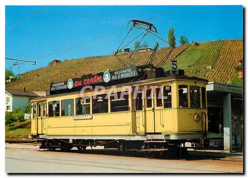 Moderne Karte Tramways of Neuchatel electric tramcar Be 2 4 41 at the former terminus of Cortaillod