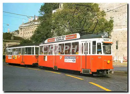 Cartes postales moderne Transports Publics de Geneve Motor coach Be 4 4 721 and trailer B4 312
