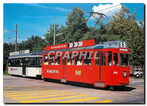 Moderne Karte Tram Be 4 4 409 B4 1471 BVB mit SBB Werbung