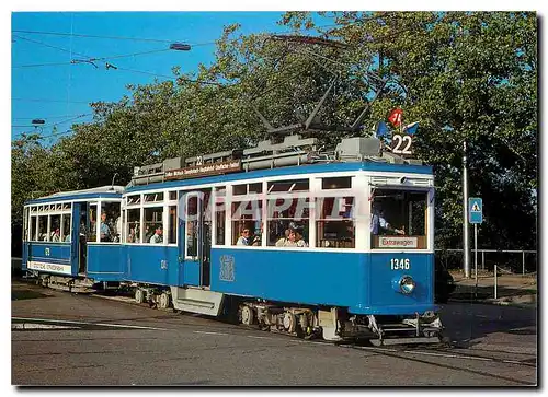 Cartes postales moderne Verkehrsbetriebe Zurich Motor car Be 4 4 1346 und trailer B2 679