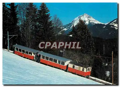 Cartes postales moderne Chemins de fer Electriques Veveysans Locomotive He 2 2 1 and coaches BD 206 and B 203