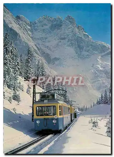 Moderne Karte Blick zum hochstem Gipdel Deutschlands Zugspitze Zahnradbahn