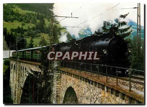 Moderne Karte Dampfextrazug der Rhatischen Bahn auf dem Soliser Viadukt