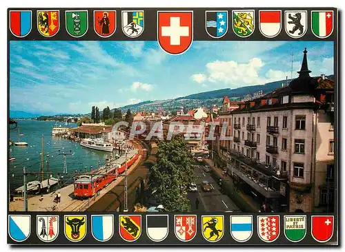 Cartes postales moderne Rorschach am Bodensee Schweiz Hafenbahnhof mit Hotel Anker