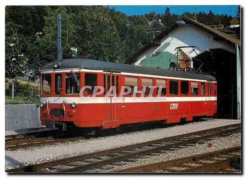 Moderne Karte Chemins de fer des Montagnes Neuchateloises Meter gauge motor car Bde 4 4 5