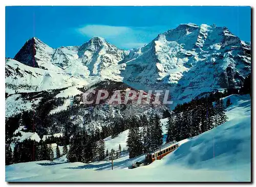 Cartes postales moderne Bergbahn Lauterbrunnen Murren Eiger Monch Jungfrau