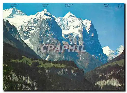 Moderne Karte Hasliberg Wetterhorngruppe mit Monch und Eiger