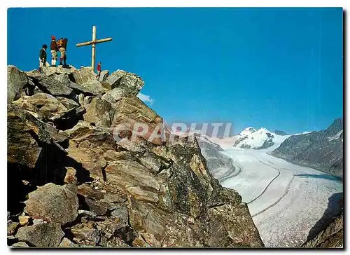 Moderne Karte Eggishorngipfel Grosser Aletschgletscher Jungfrau Monch Eiger