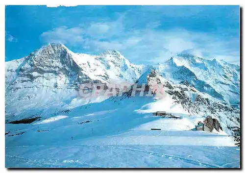 Cartes postales moderne Eiger Monch und Jungfrau Bergstation und Restaurant Mannlichen Grindelwald