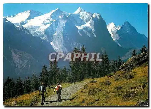 Moderne Karte Hasliberg Berner Oberland Schweiz Wetterhorngruppe Monch Eiger