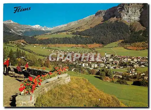 Cartes postales moderne Flims Dorf mit Piz Grisch Tschingelhorner und Cassonsgrat