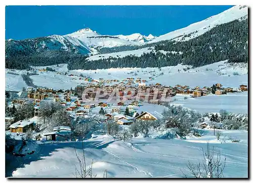 Moderne Karte Flims Dorf gegen das Skigebiet