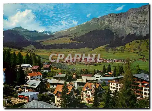 Cartes postales moderne Flims Waldhaus und Dorf gegen die Tschingelhorner