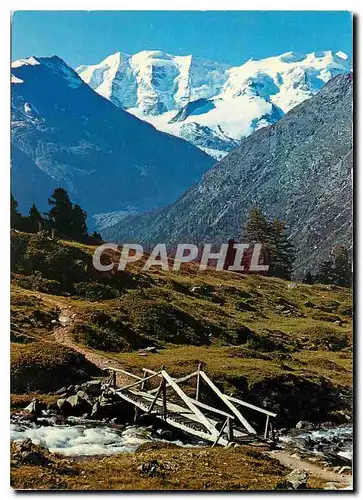 Moderne Karte Blick von Alp Languard mit Piz Palu und Bellavista