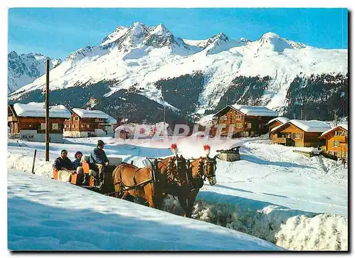 Moderne Karte Schlittenfahrt in Graubunden