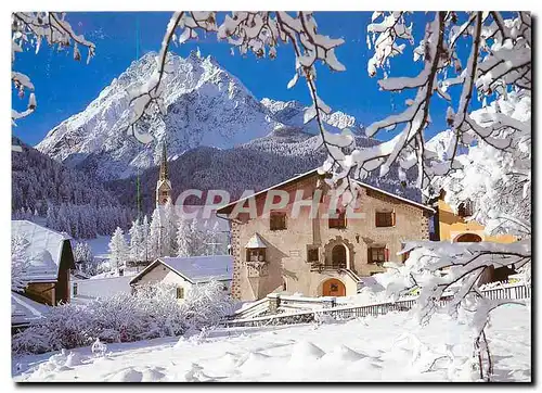 Cartes postales moderne Engadiner Haus mit Pisocgruppe