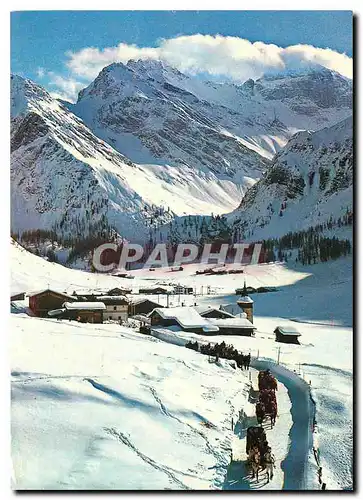 Cartes postales moderne Davos Schlittenfahrt beim Sertig Dorfli