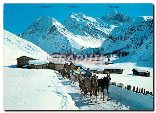 Cartes postales moderne Davos Schlittenfahrt beim Sertig Dorfli