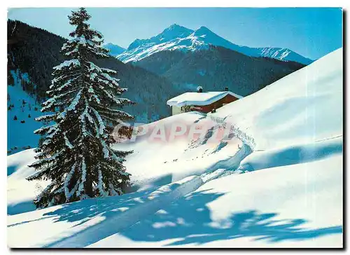 Moderne Karte Davos Blick von der Grueni gegen Hoch Ducan und Leidbachhorn