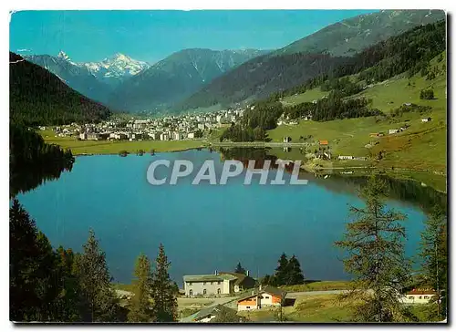 Moderne Karte Davos Davosersee Blick auf Tinzenhorn