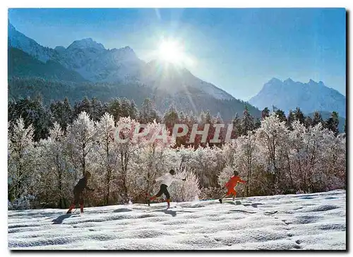 Cartes postales moderne Langlaufer auf der Innloipe Unterengadin