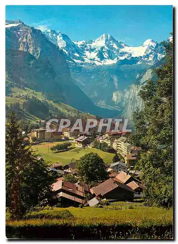 Moderne Karte Wengen mit Grosshorn Breithorn und Tschingelhorn