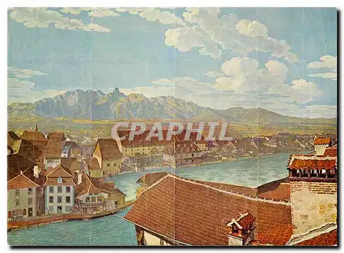 Cartes postales moderne Panorama Wocher de la ville de Thoune Vue vers l'ouest